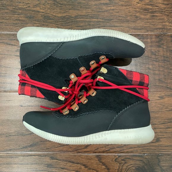 Like New Cole Haan 2.0 Zerogrand Lace-Up Hiker Style Boots Buffalo Check Size 5 - Picture 3 of 7